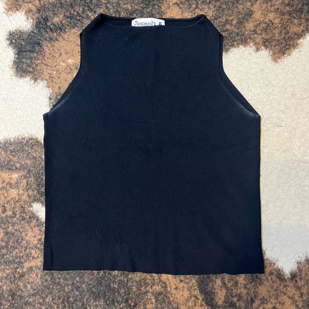 Joseph A. Black Sleeveless Tee Silky Texture
